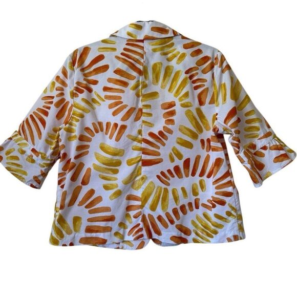 Chico’s White, Yellow & Orange Flower Power Princeton Jacket Sz 12 Artsy, Summer - Picture 5 of 13